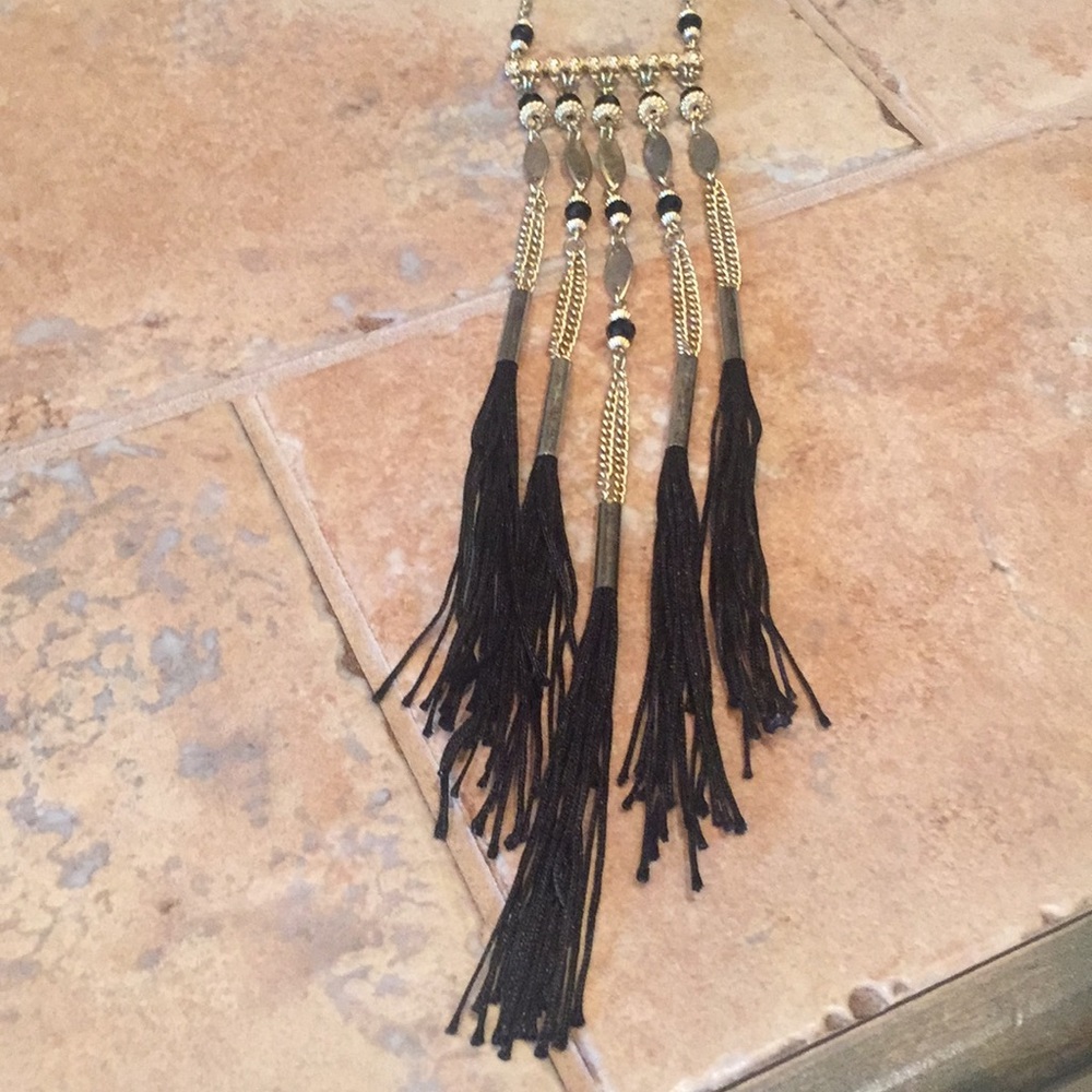 Francesca’s Collections Black Fringe Necklace